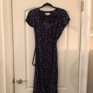 & Other Stories Blue Floral Midi Wrap Dress